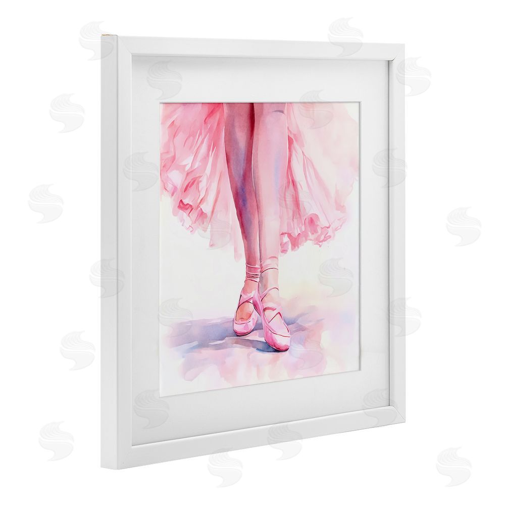 Andrea Haase Ballerina with Pink Pointe Shoes White Framed Print Under Glass Wall Art