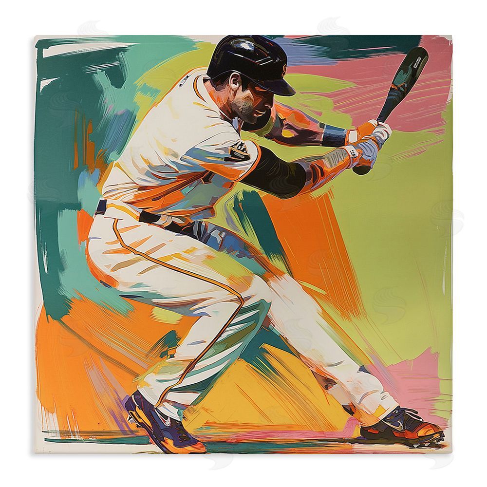 Steve Hunziker Baseball Swing in Motion Stretched Canvas Wall Art Print