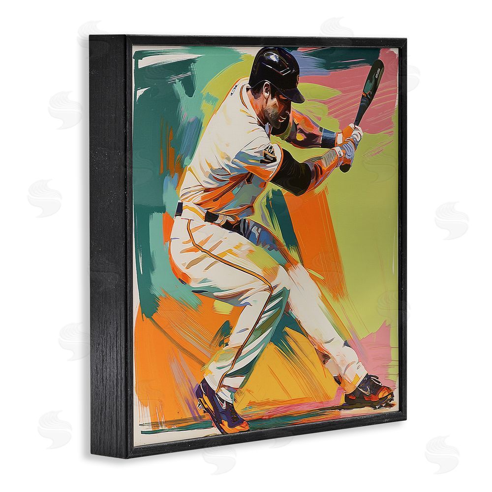 Steve Hunziker Baseball Swing in Motion Black Framed Giclee Wall Art Print