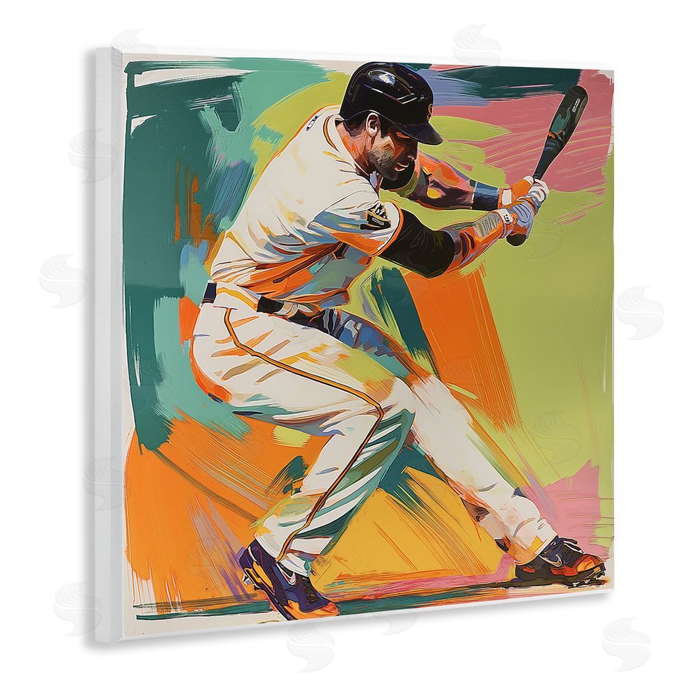 Steve Hunziker Baseball Swing in Motion Wooden Wall Plaque Art Print