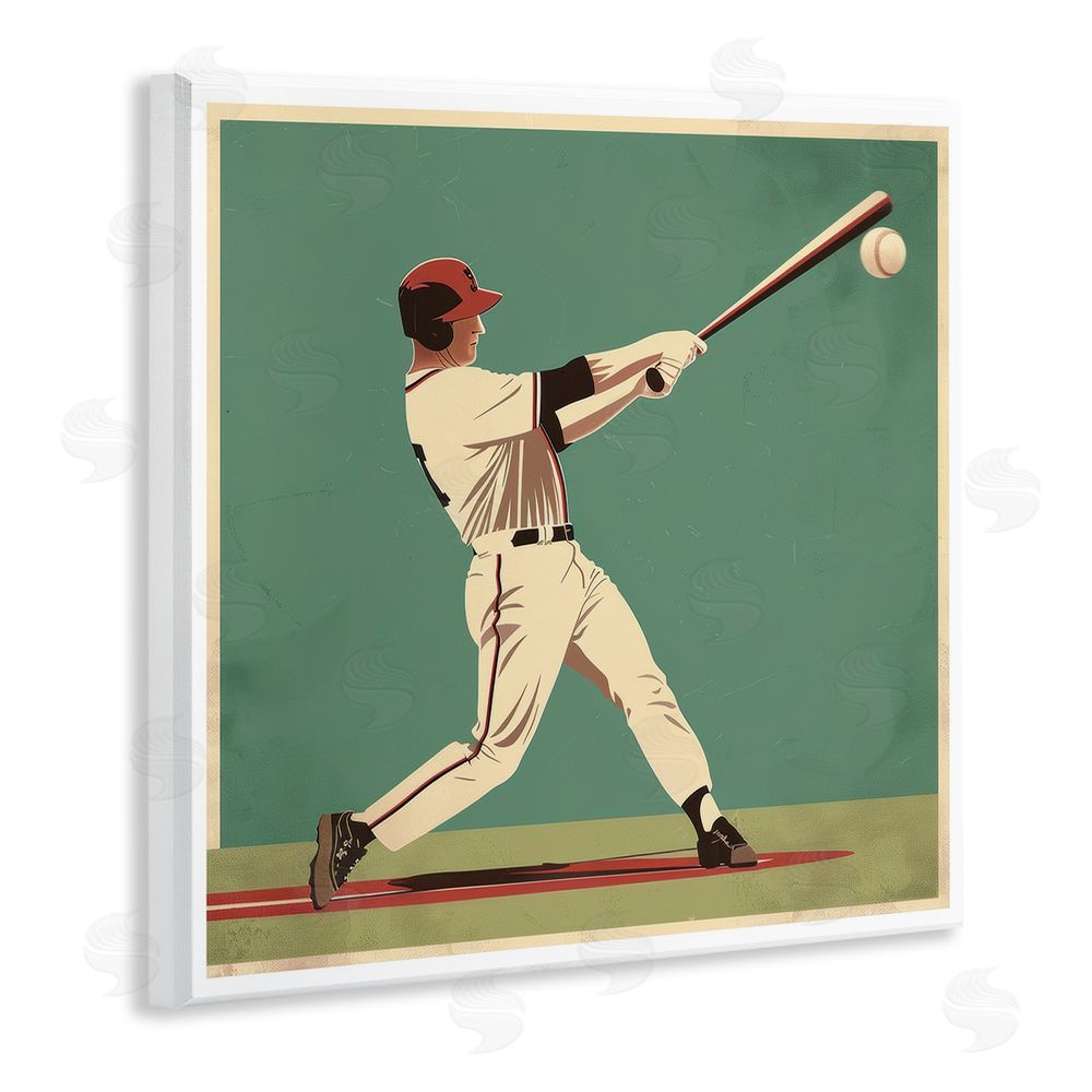 Lazar Studio Classic Baseball Swing Wooden Wall Plaque Art Print