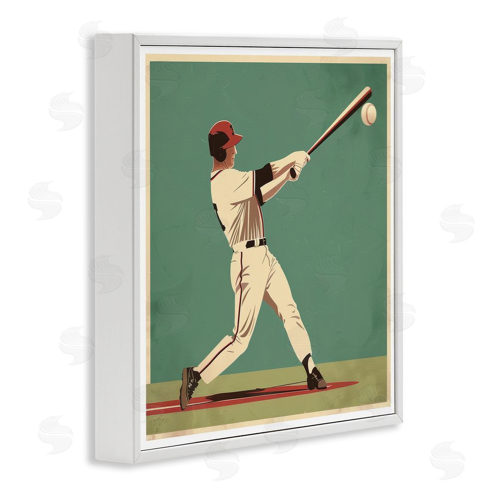 Lazar Studio Classic Baseball Swing White Framed Giclee Wall Art Print