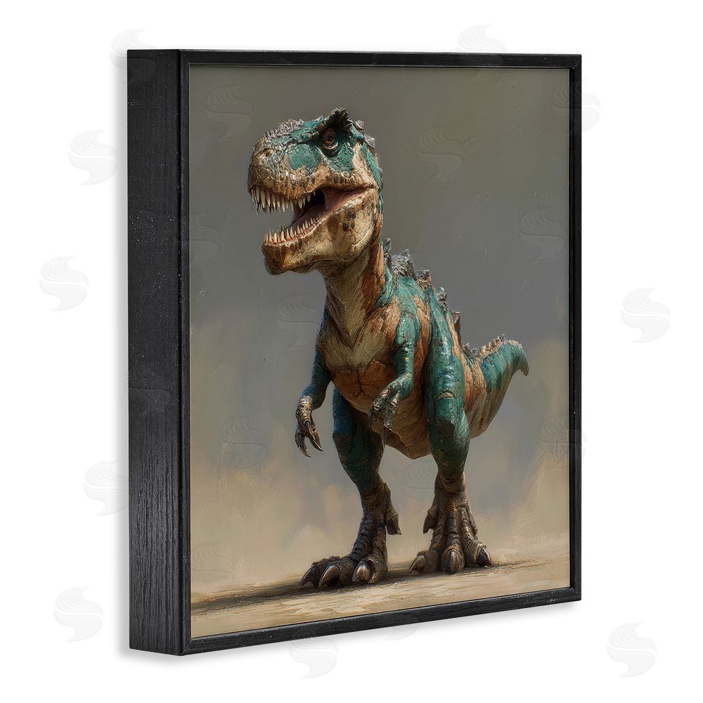 Wumples Turquoise T-Rex Study Black Framed Giclee Wall Art Print