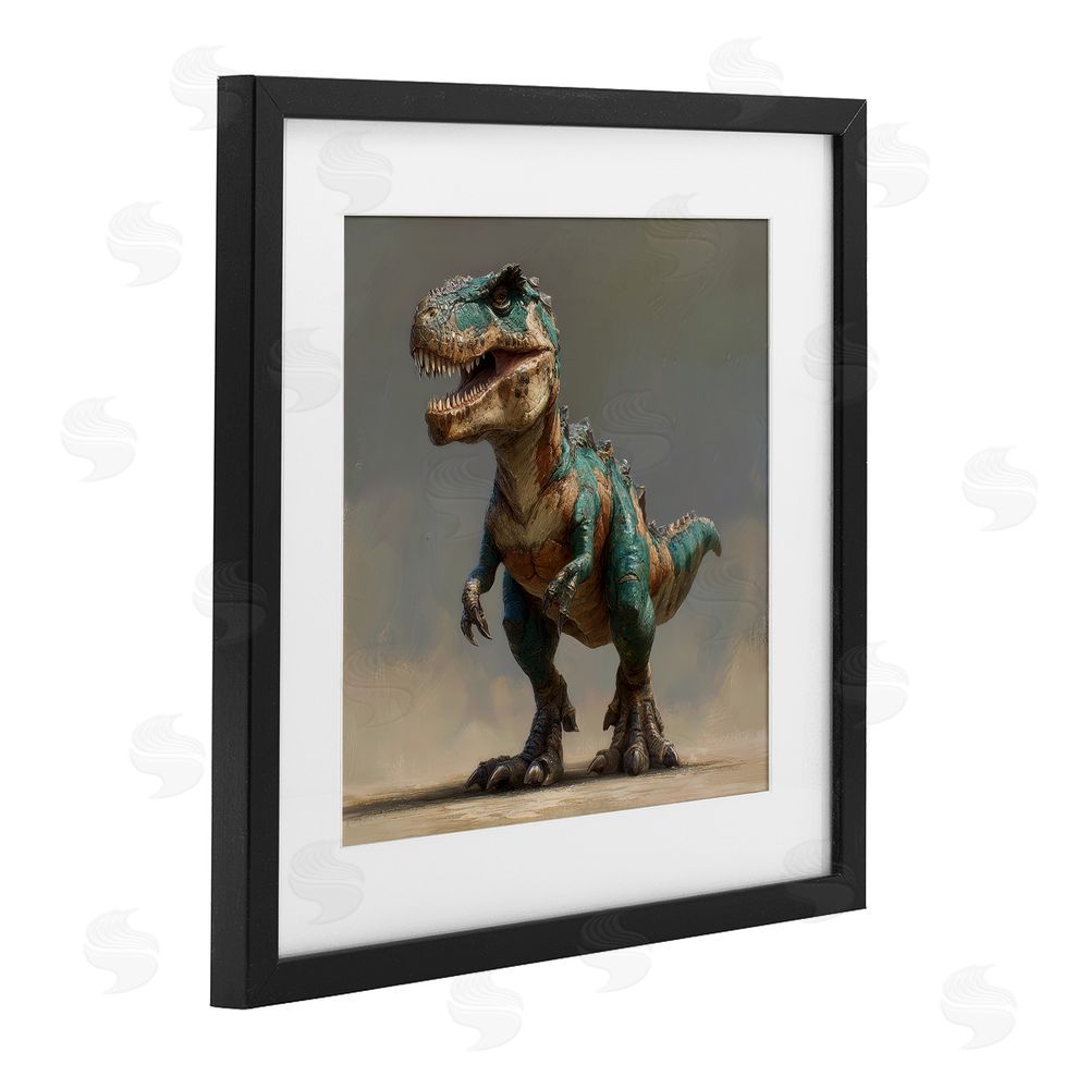 Wumples Turquoise T-Rex Study Black Framed Print Under Glass Wall Art