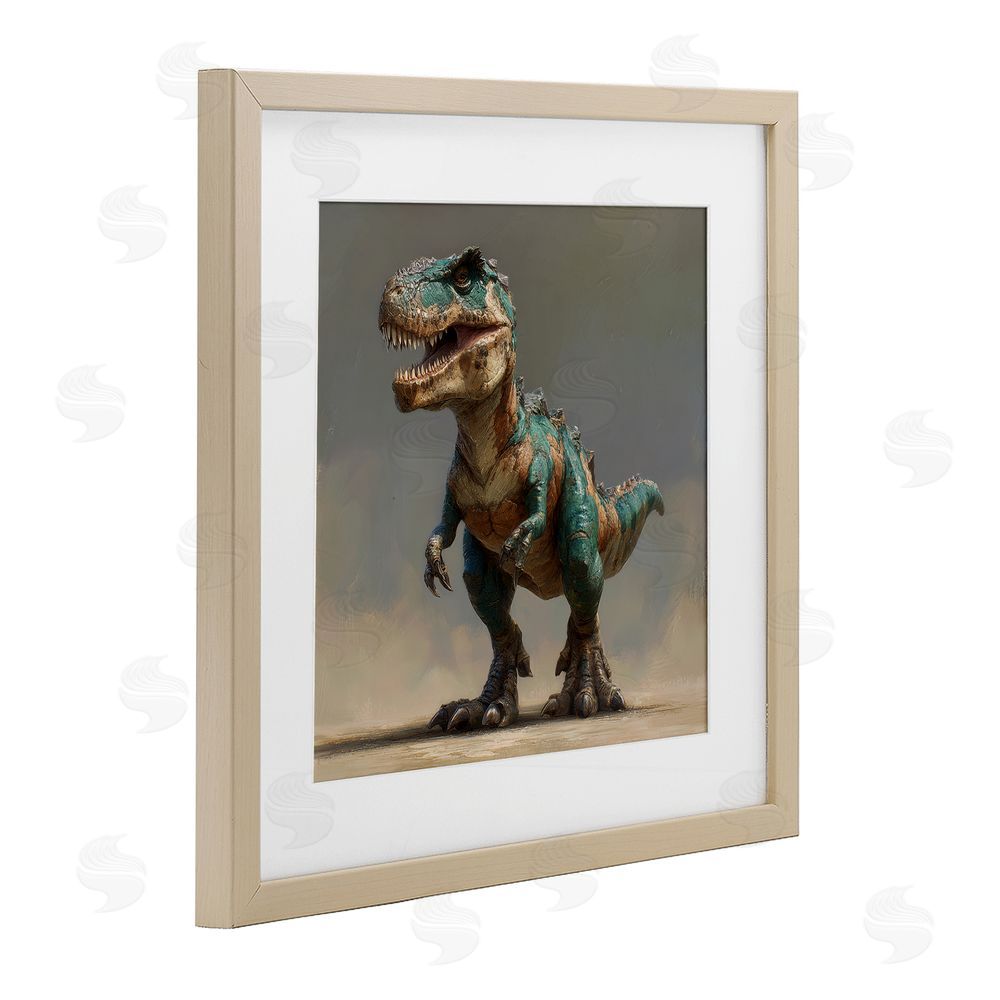 Wumples Turquoise T-Rex Study Brown Framed Print Under Glass Wall Art