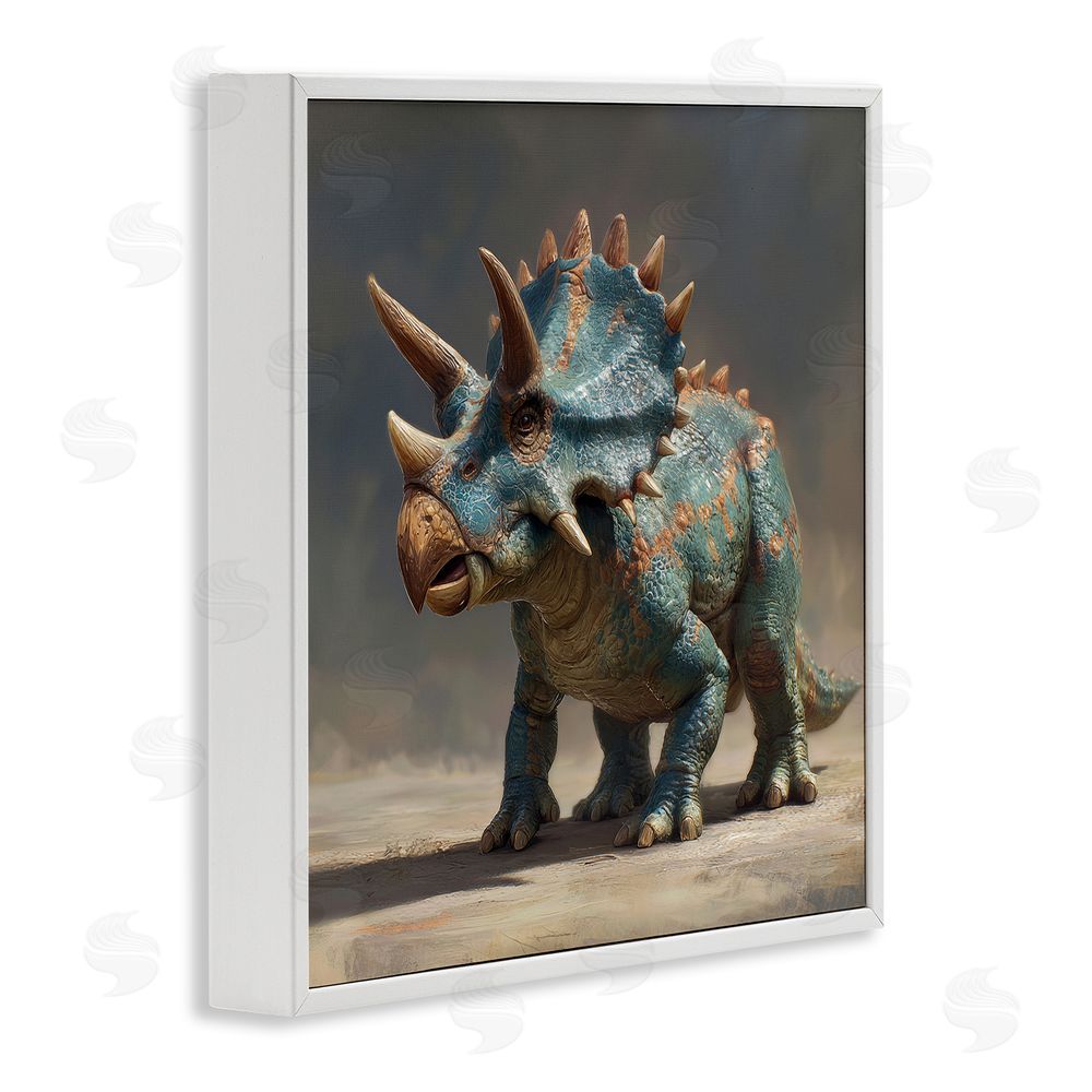 Wumples Horned Triceratops at Sunrise White Framed Giclee Wall Art Print