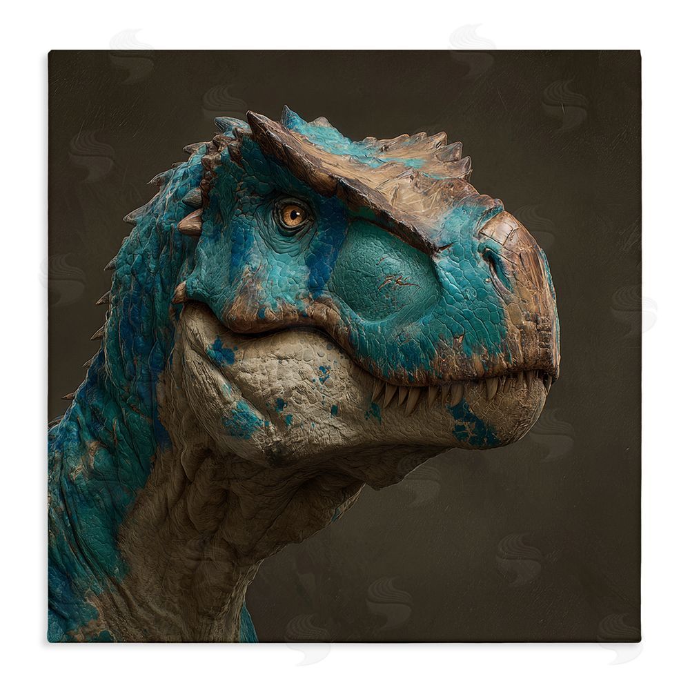 Wumples Cerulean Scaled Dinosaur Detail Stretched Canvas Wall Art Print