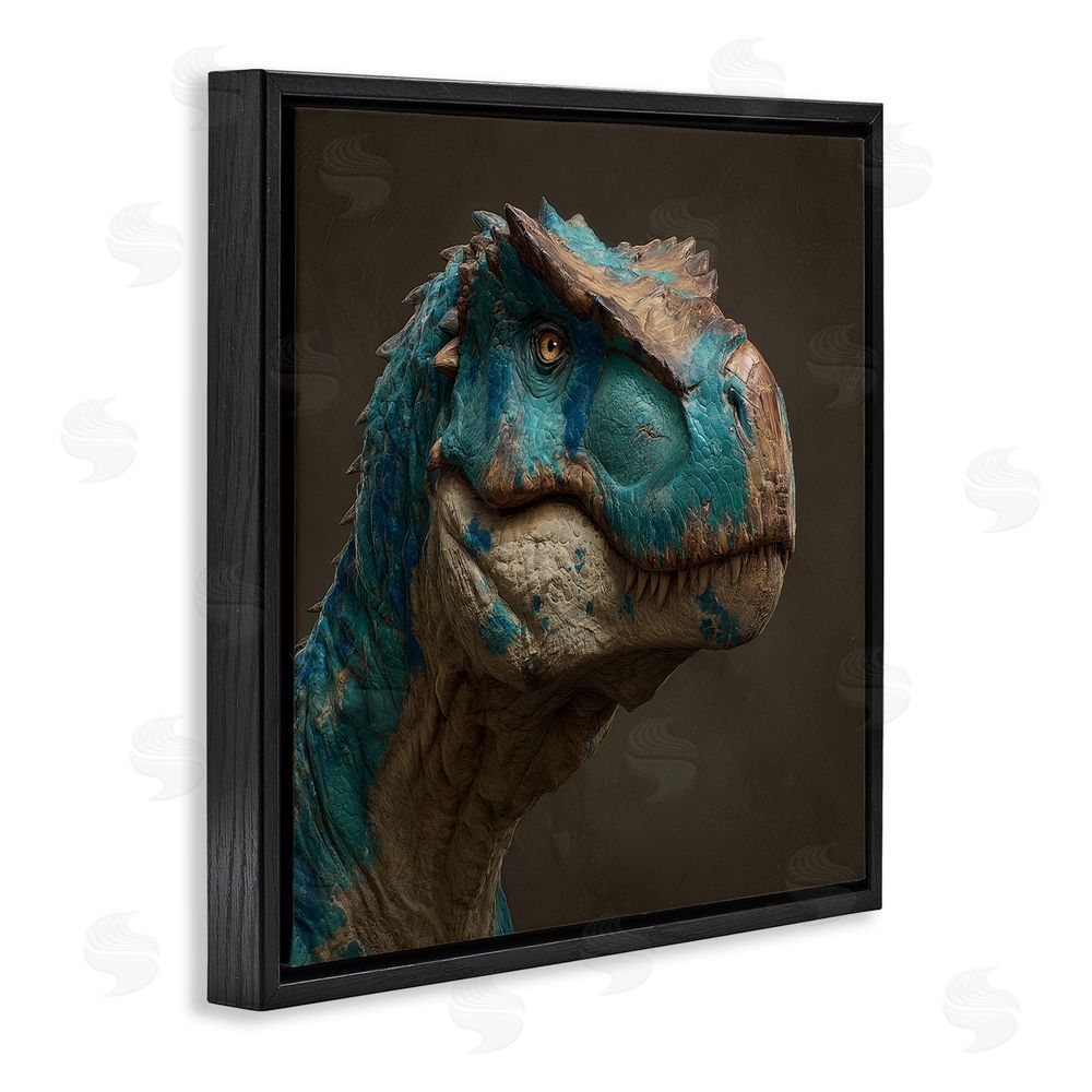 Wumples Cerulean Scaled Dinosaur Detail Black Floating Frame Canvas Wall Art Print