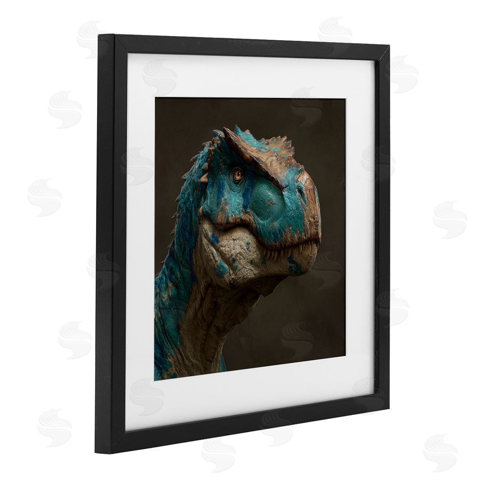 Wumples Cerulean Scaled Dinosaur Detail Black Framed Print Under Glass Wall Art
