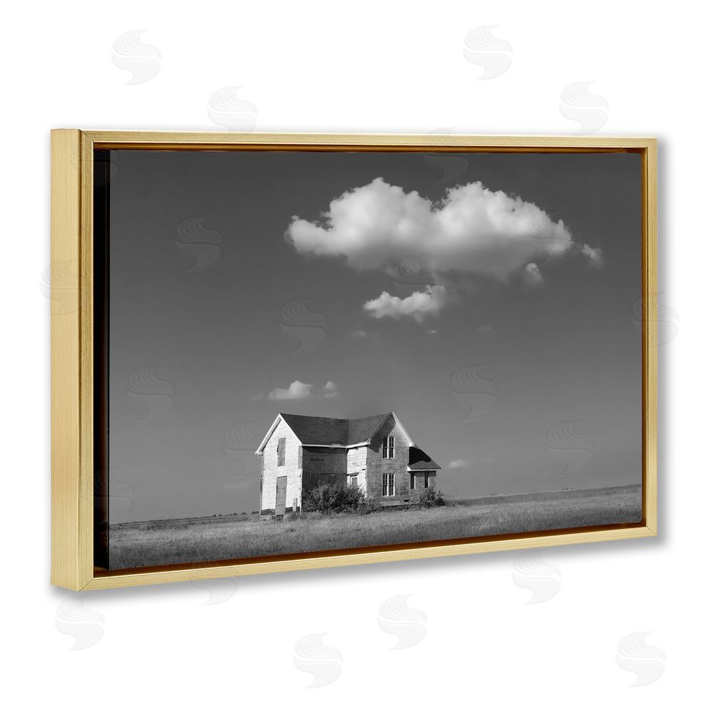 Steve Toole Solitary Erstwhile Cottage Gold Floating Frame Canvas Wall Art Print