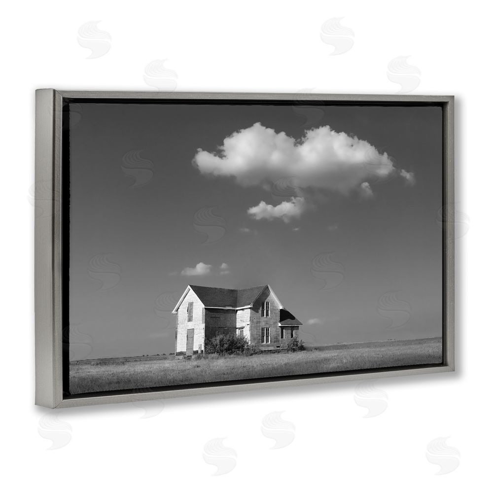 Steve Toole Solitary Erstwhile Cottage Gray Floating Frame Canvas Wall Art Print