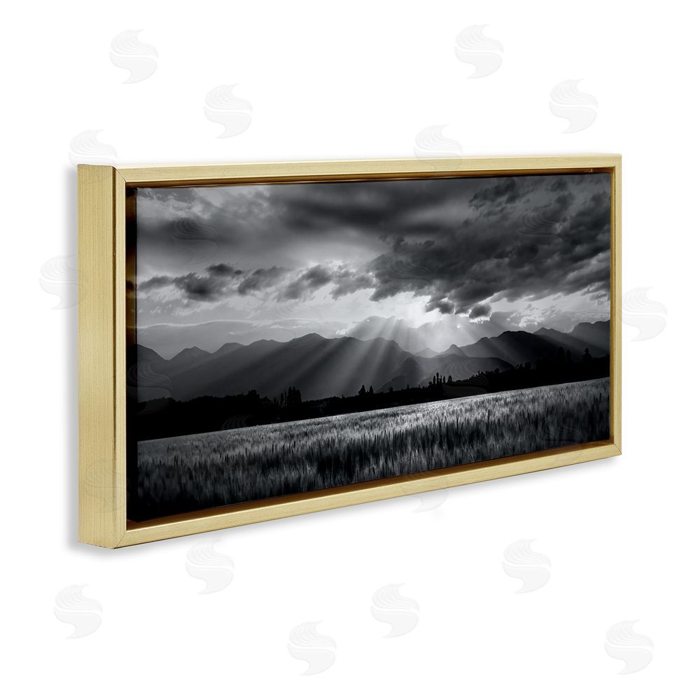 Steve Toole Mountain Morning Sunbeams Gold Floating Frame Canvas Wall Art Print
