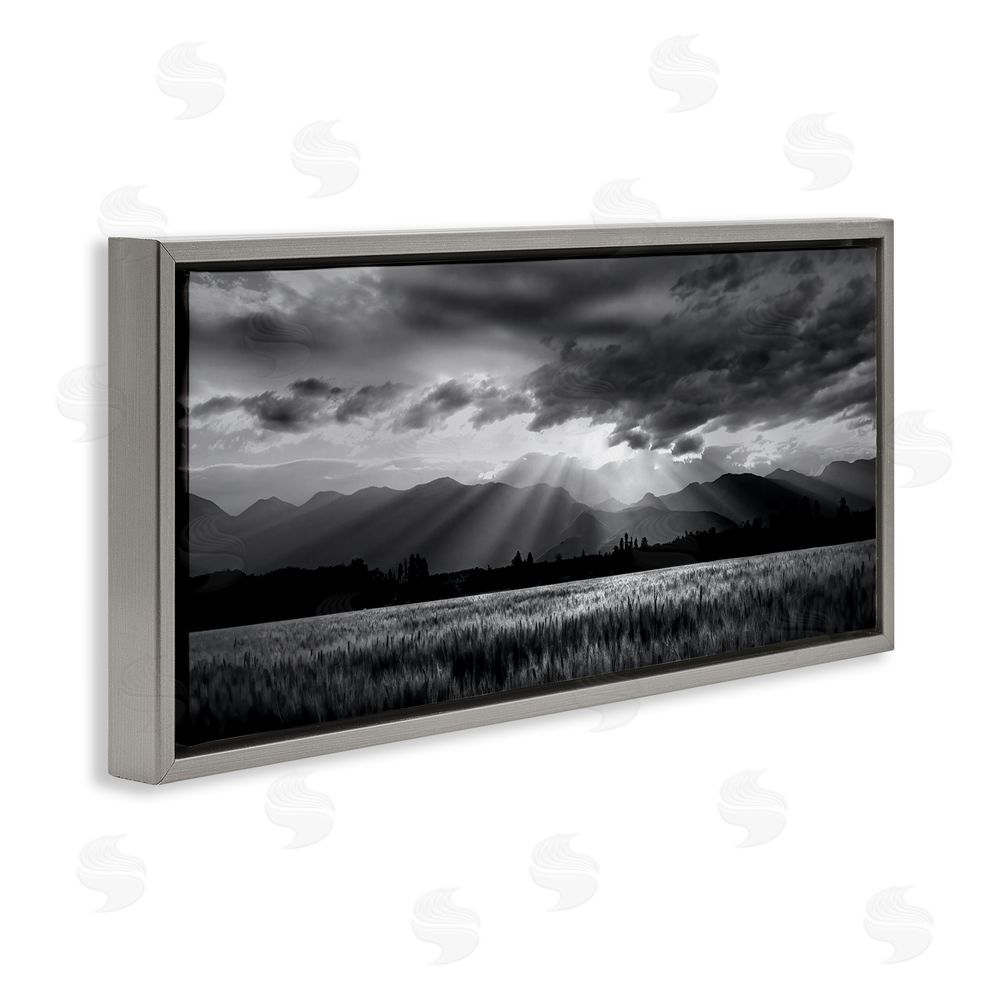 Steve Toole Mountain Morning Sunbeams Gray Floating Frame Canvas Wall Art Print