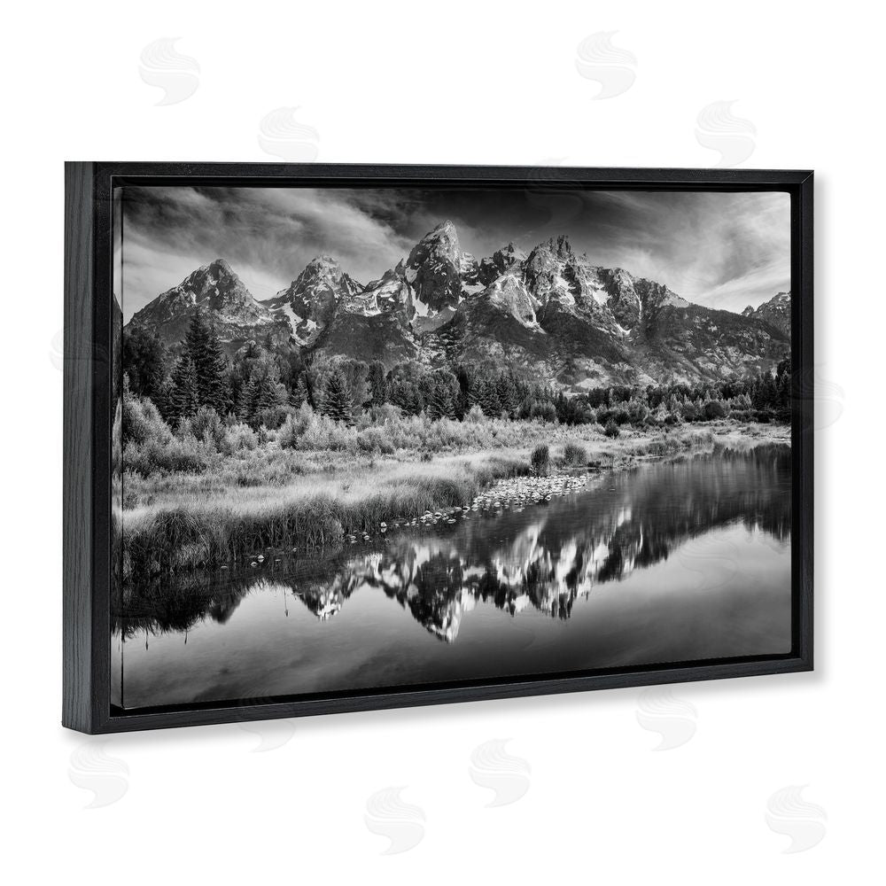 Rick Berk Teton Mountain Reflections Black Floating Frame Canvas Wall Art Print