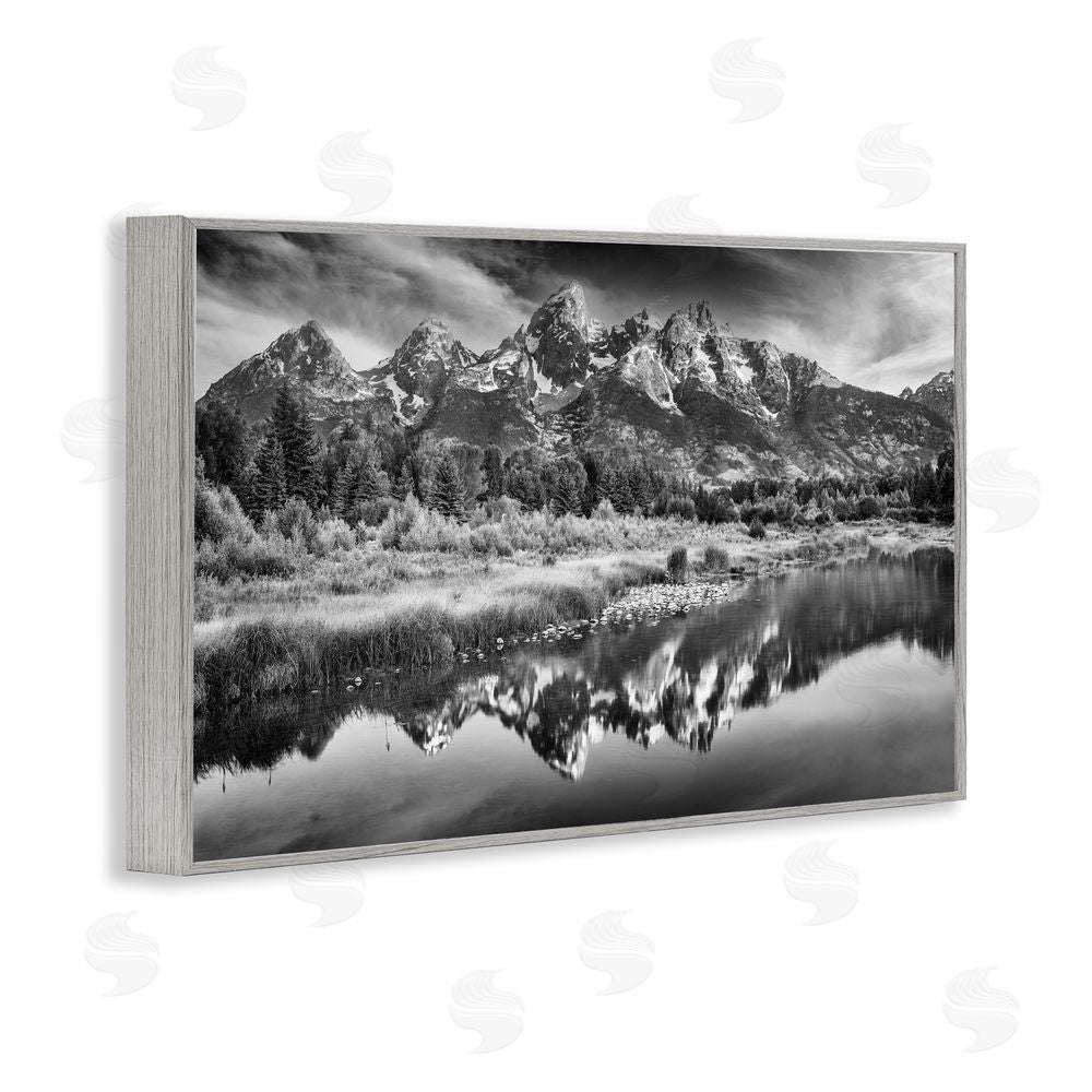 Rick Berk Teton Mountain Reflections Gray Framed Giclee Wall Art Print