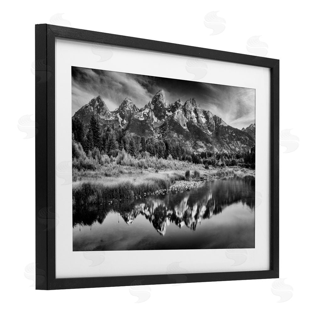 Rick Berk Teton Mountain Reflections Black Framed Print Under Glass Wall Art