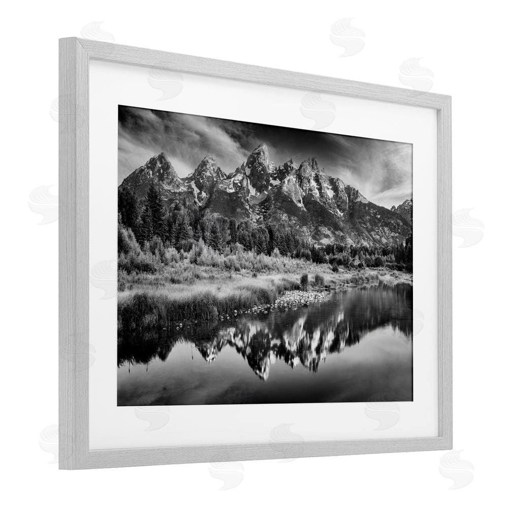 Rick Berk Teton Mountain Reflections Gray Framed Print Under Glass Wall Art