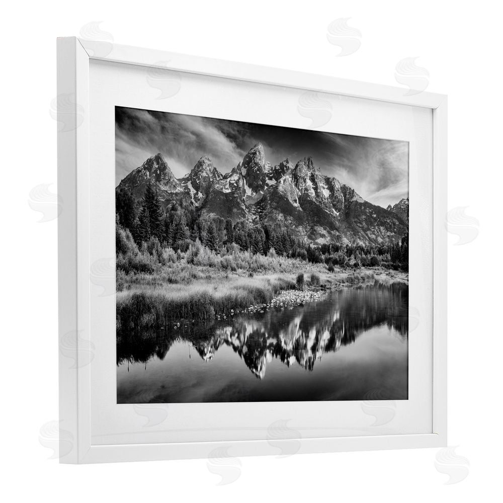 Rick Berk Teton Mountain Reflections White Framed Print Under Glass Wall Art