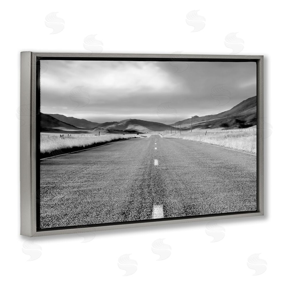 Steve Toole Open Road Through Rolling Hills Gray Floating Frame Canvas Wall Art Print
