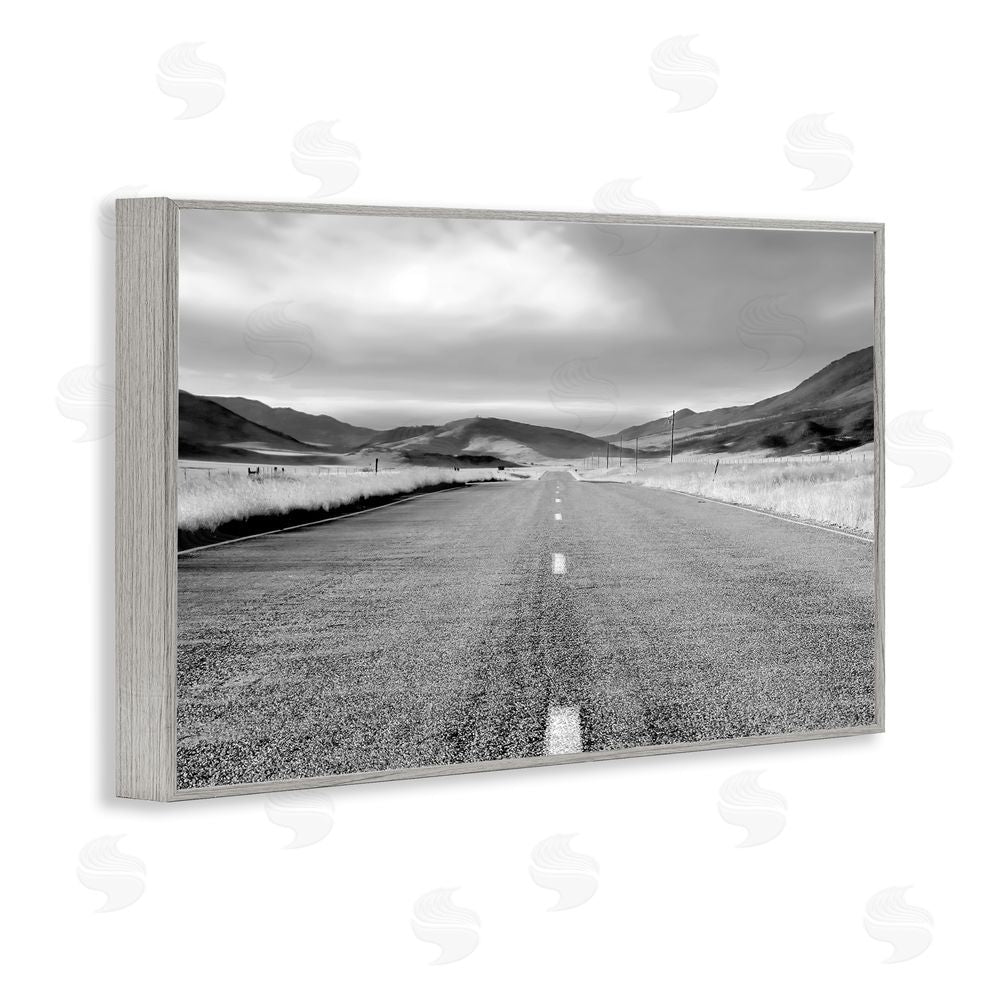 Steve Toole Open Road Through Rolling Hills Gray Framed Giclee Wall Art Print