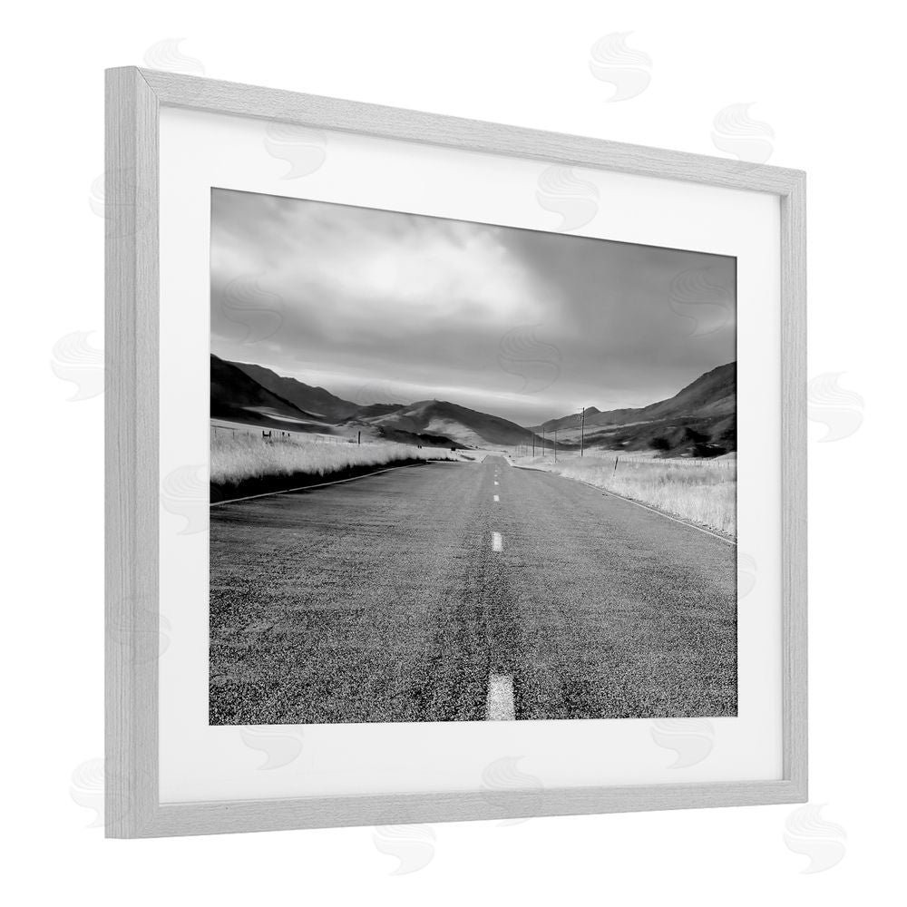 Steve Toole Open Road Through Rolling Hills Gray Framed Print Under Glass Wall Art