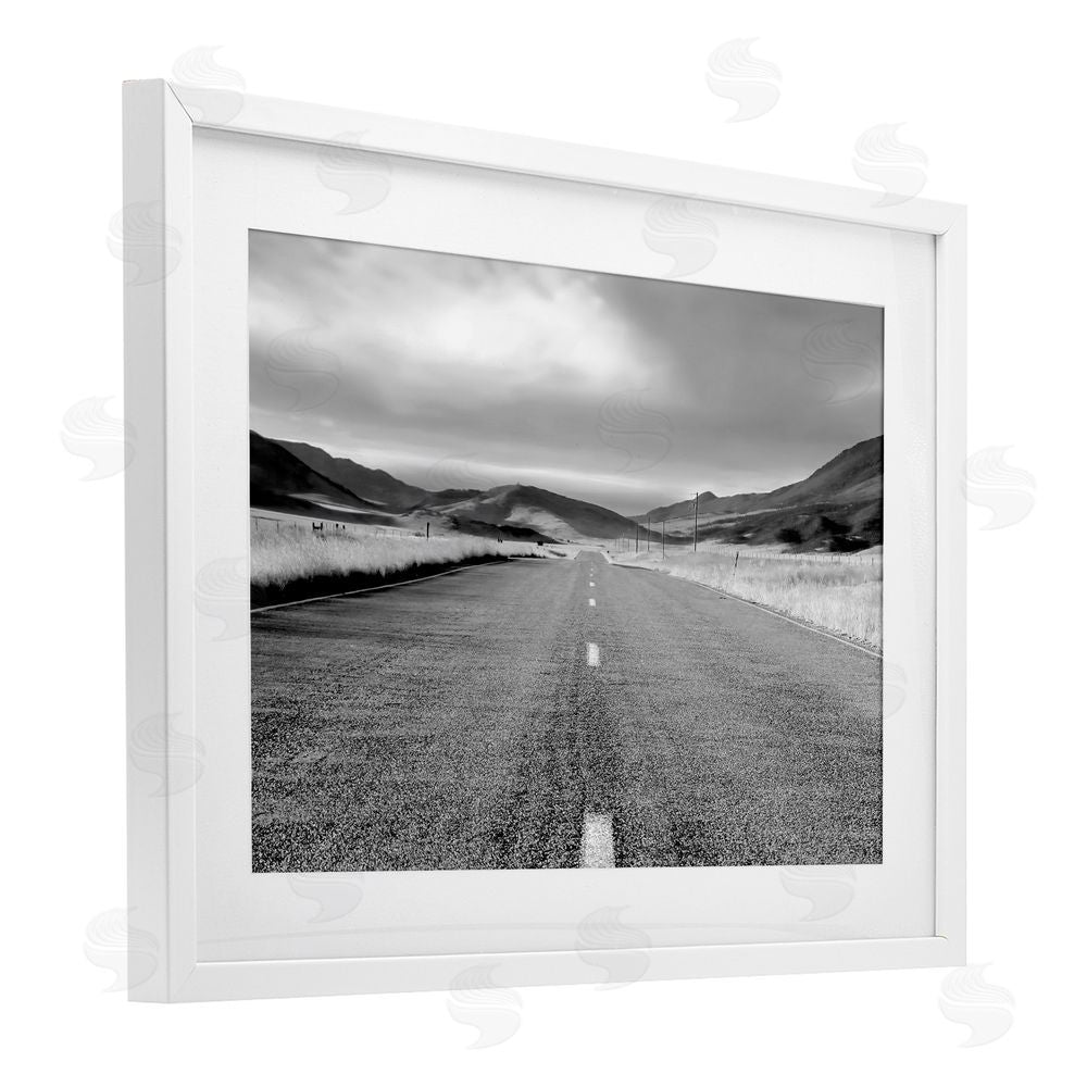 Steve Toole Open Road Through Rolling Hills White Framed Print Under Glass Wall Art