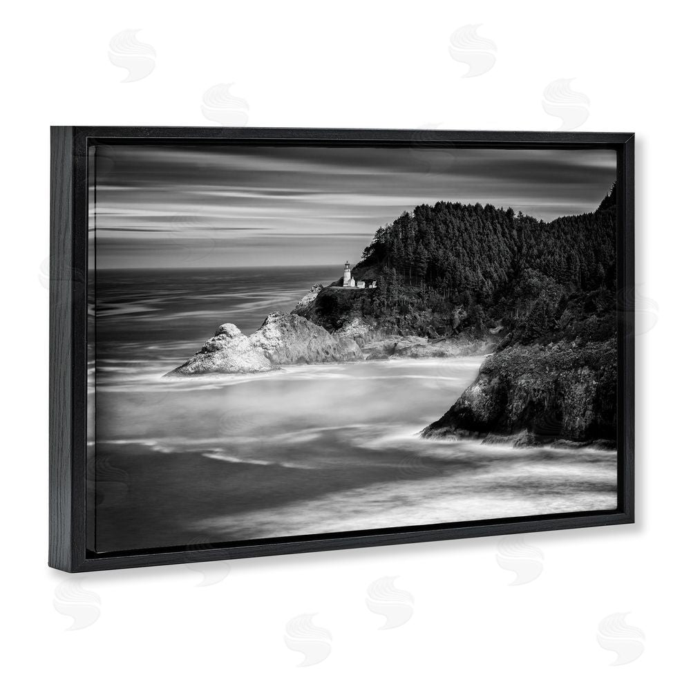 Rick Berk Perched Above The Pacific Black Floating Frame Canvas Wall Art Print