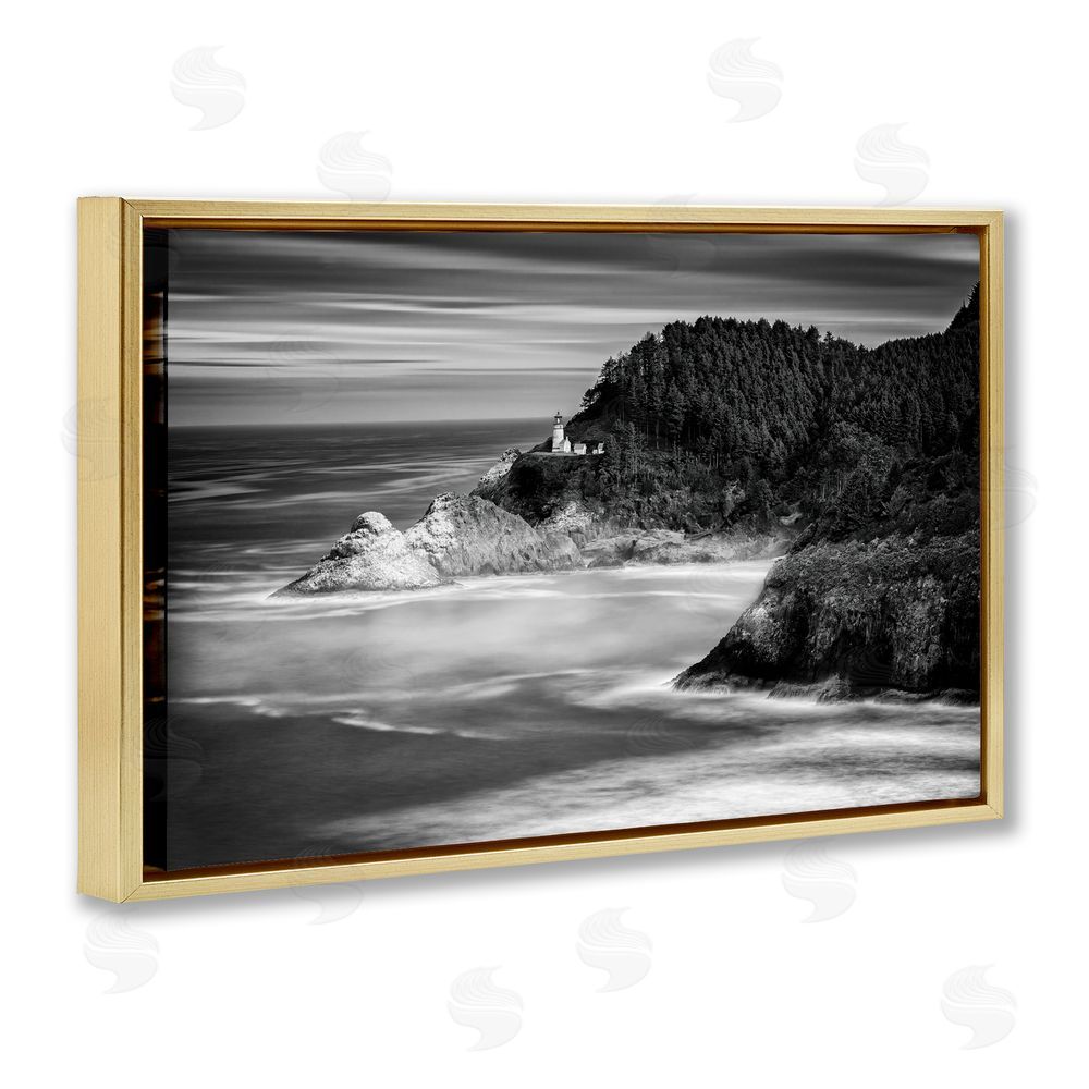 Rick Berk Perched Above The Pacific Gold Floating Frame Canvas Wall Art Print