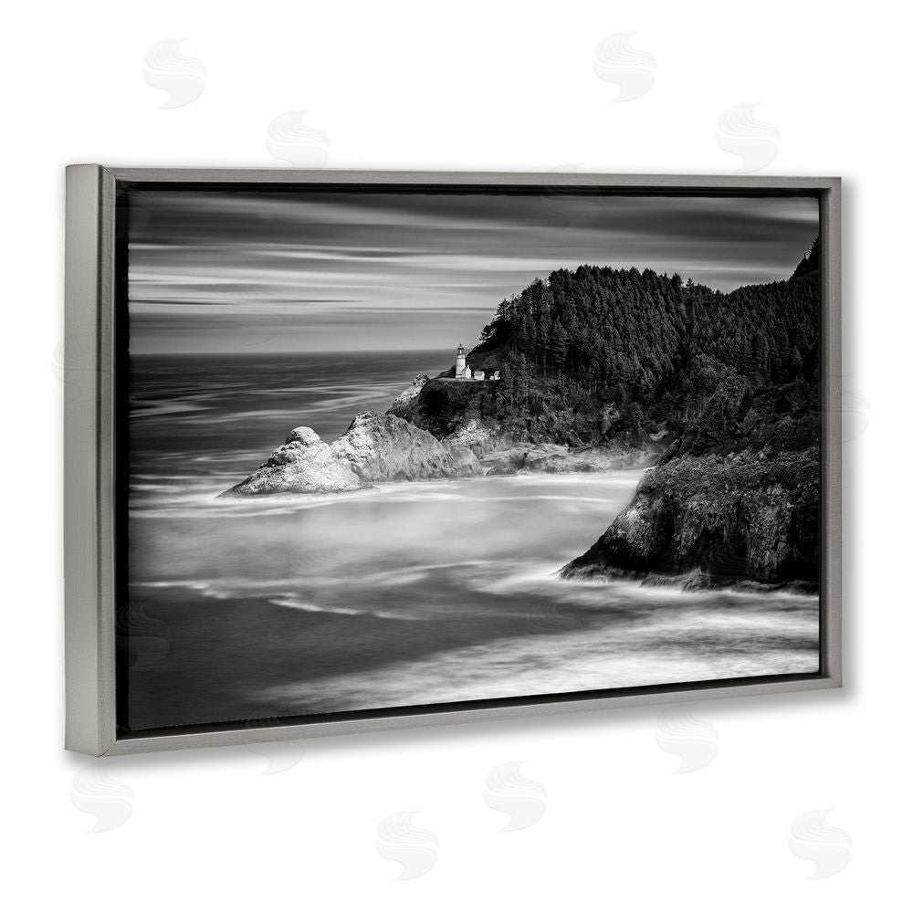 Rick Berk Perched Above The Pacific Gray Floating Frame Canvas Wall Art Print