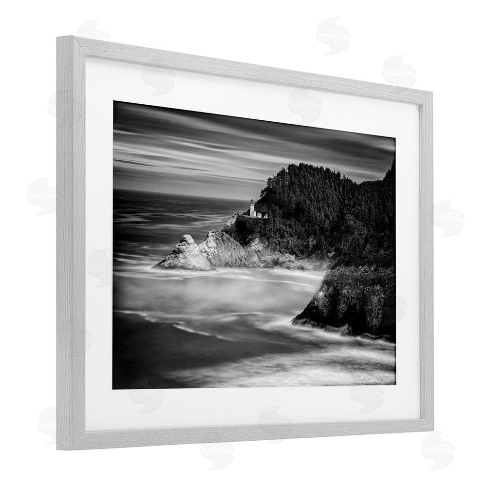 Rick Berk Perched Above The Pacific Gray Framed Print Under Glass Wall Art