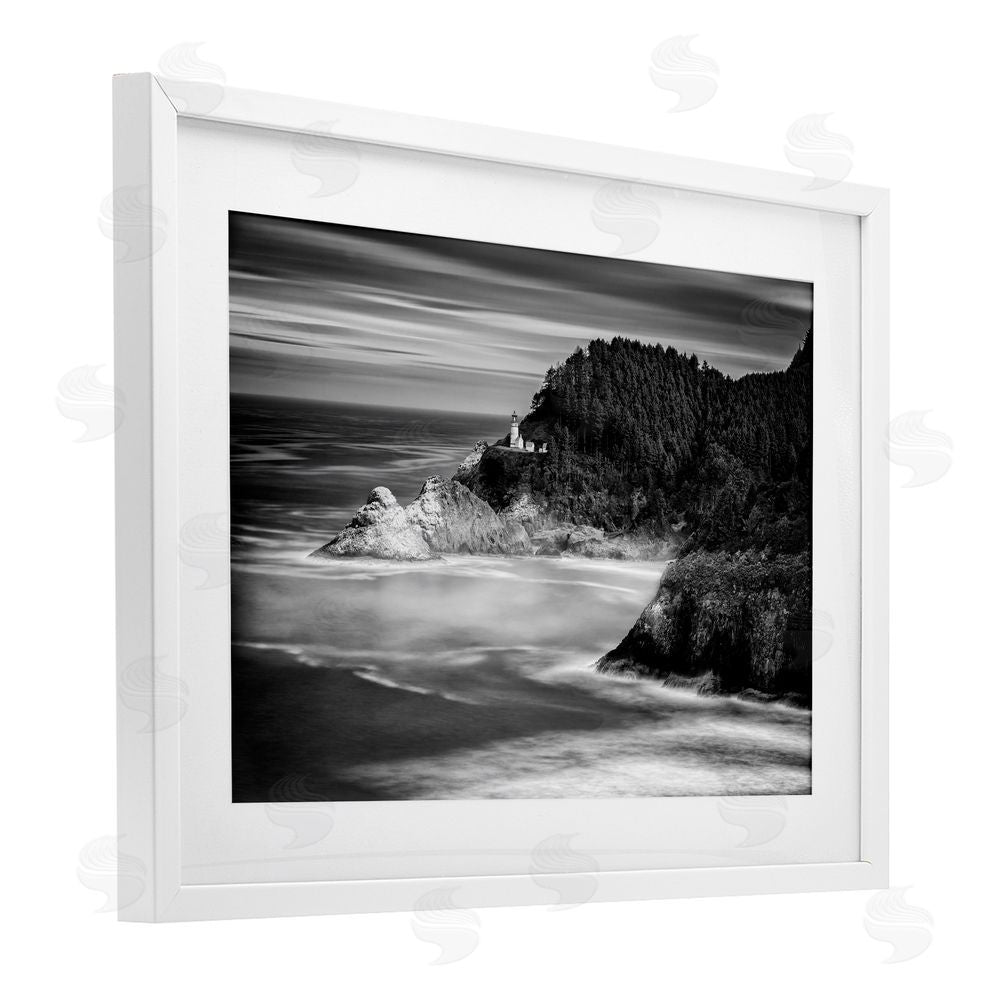 Rick Berk Perched Above The Pacific White Framed Print Under Glass Wall Art