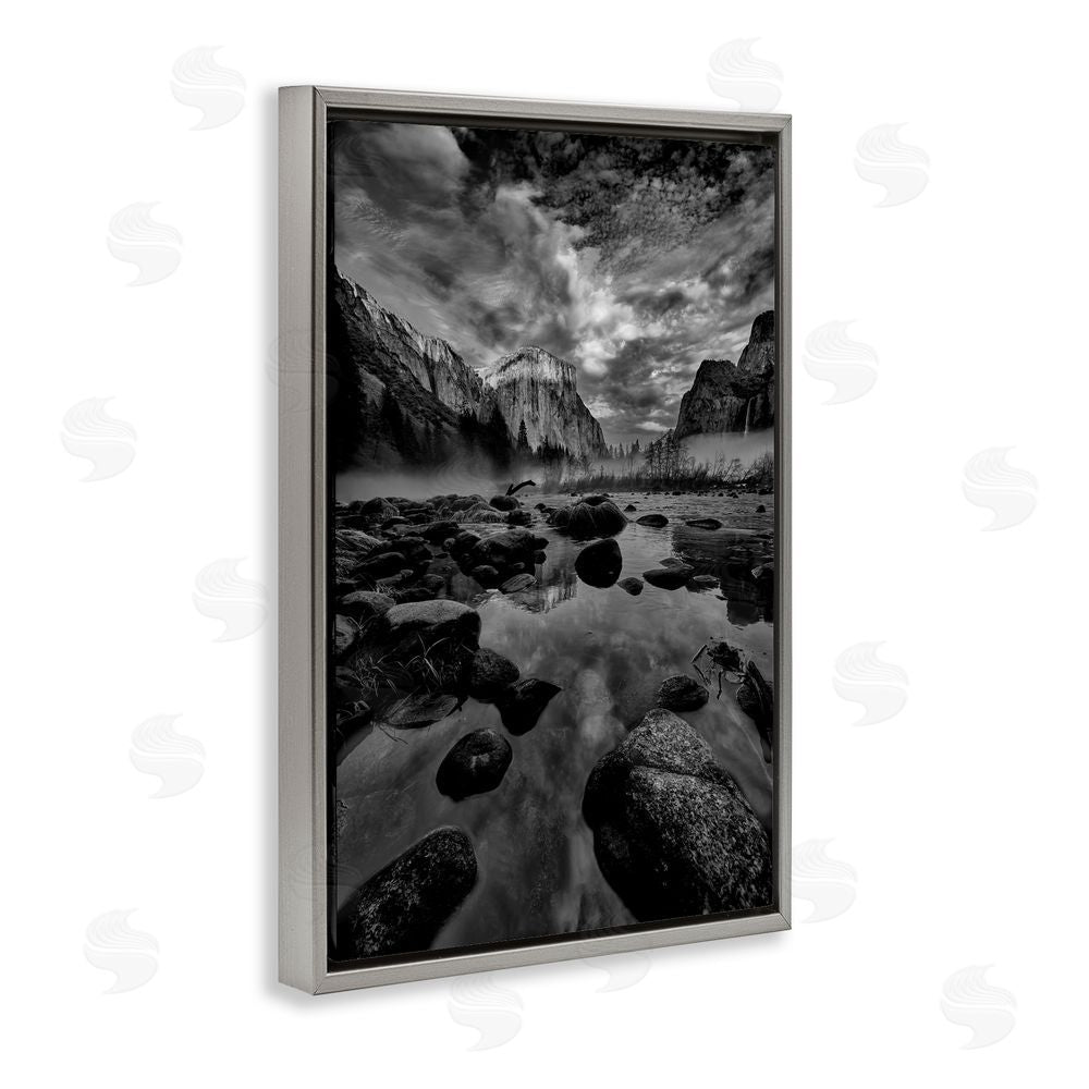 Jon Evan Morning in Yosemite Valley Gray Floating Frame Canvas Wall Art Print