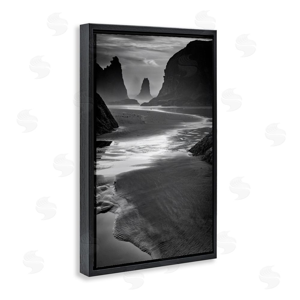Rick Berk Last Light On Bandon Beach Black Floating Frame Canvas Wall Art Print