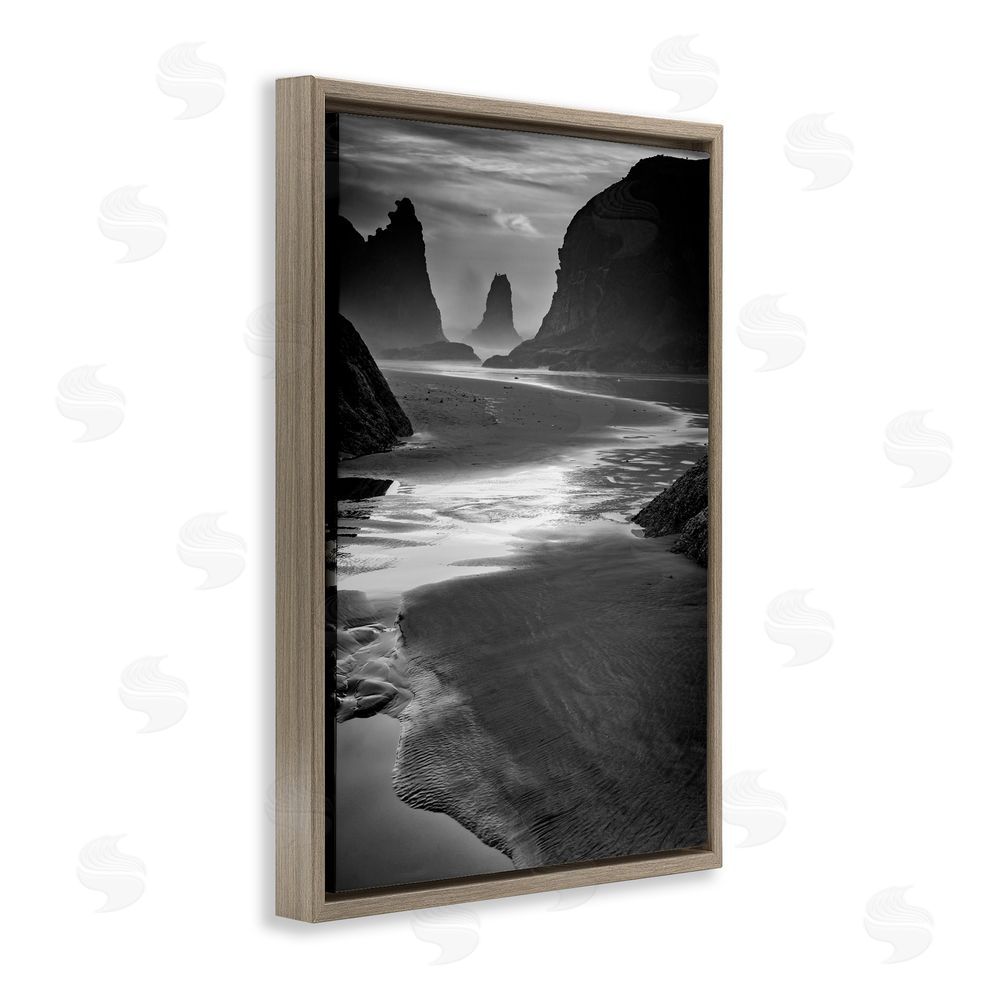 Rick Berk Last Light On Bandon Beach Brown Floating Frame Canvas Wall Art Print