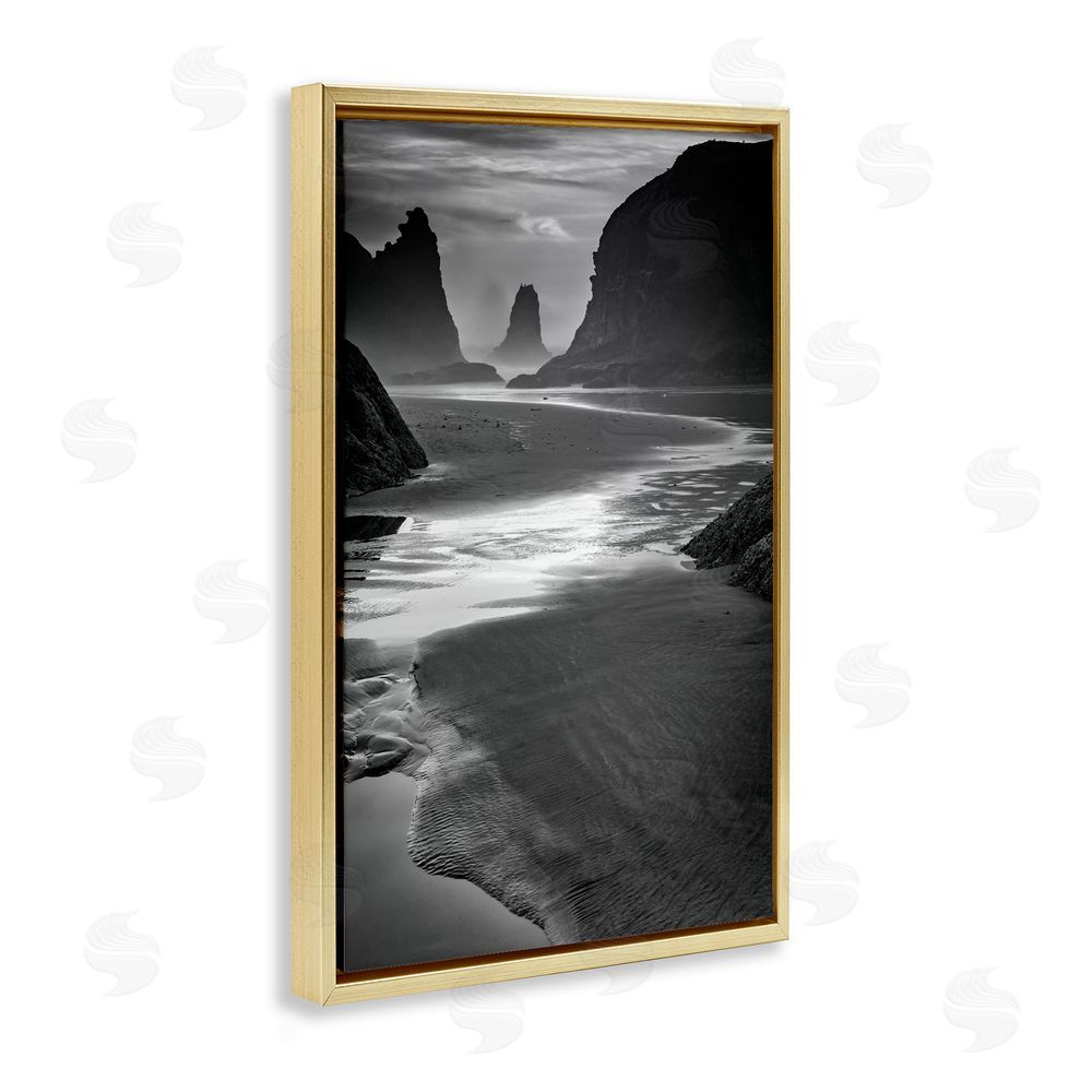Rick Berk Last Light On Bandon Beach Gold Floating Frame Canvas Wall Art Print