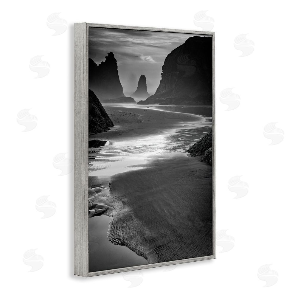 Rick Berk Last Light On Bandon Beach Gray Framed Giclee Wall Art Print