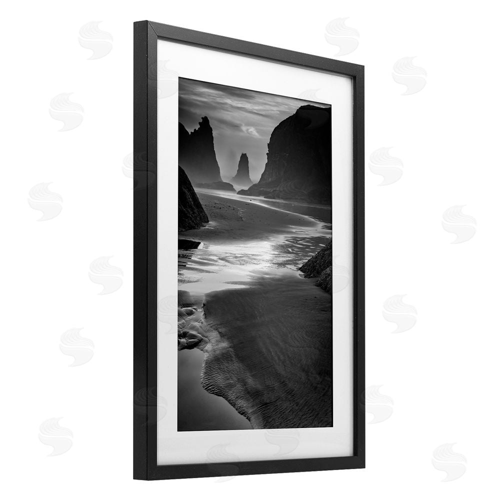 Rick Berk Last Light On Bandon Beach Black Framed Print Under Glass Wall Art