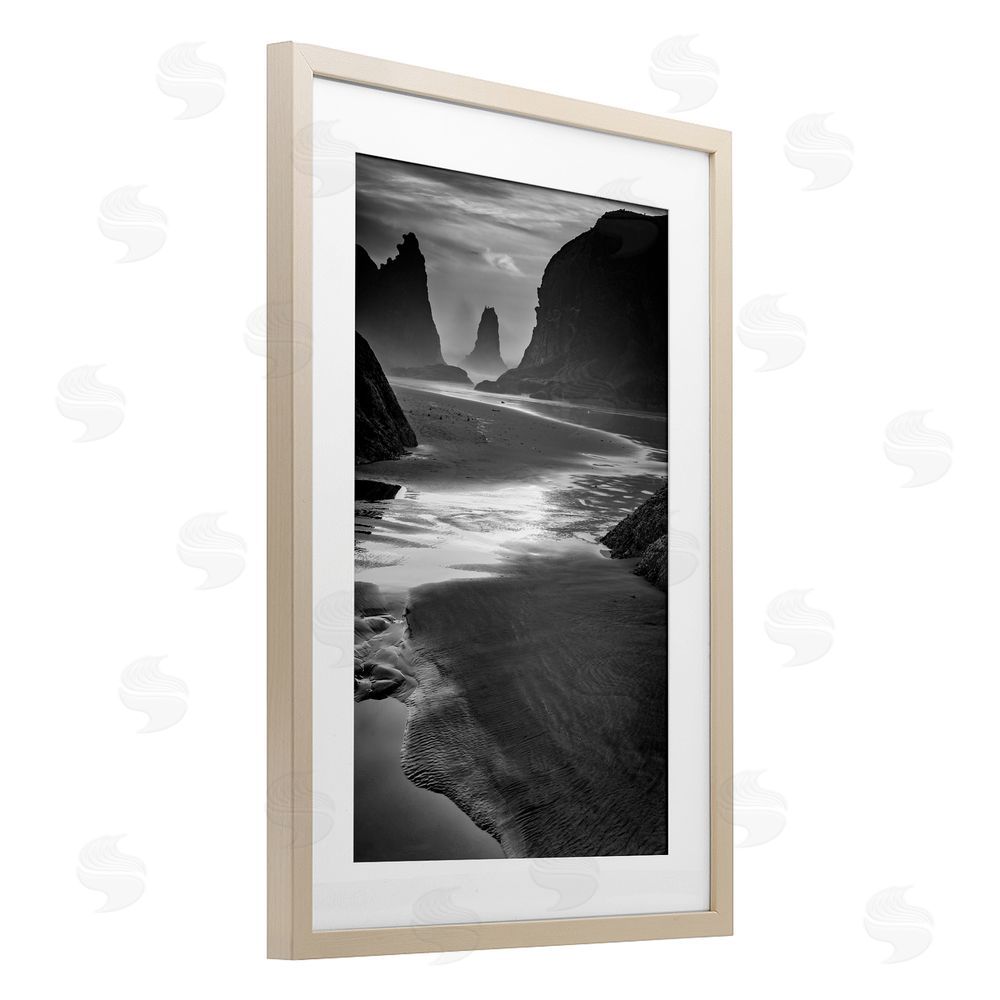 Rick Berk Last Light On Bandon Beach Brown Framed Print Under Glass Wall Art