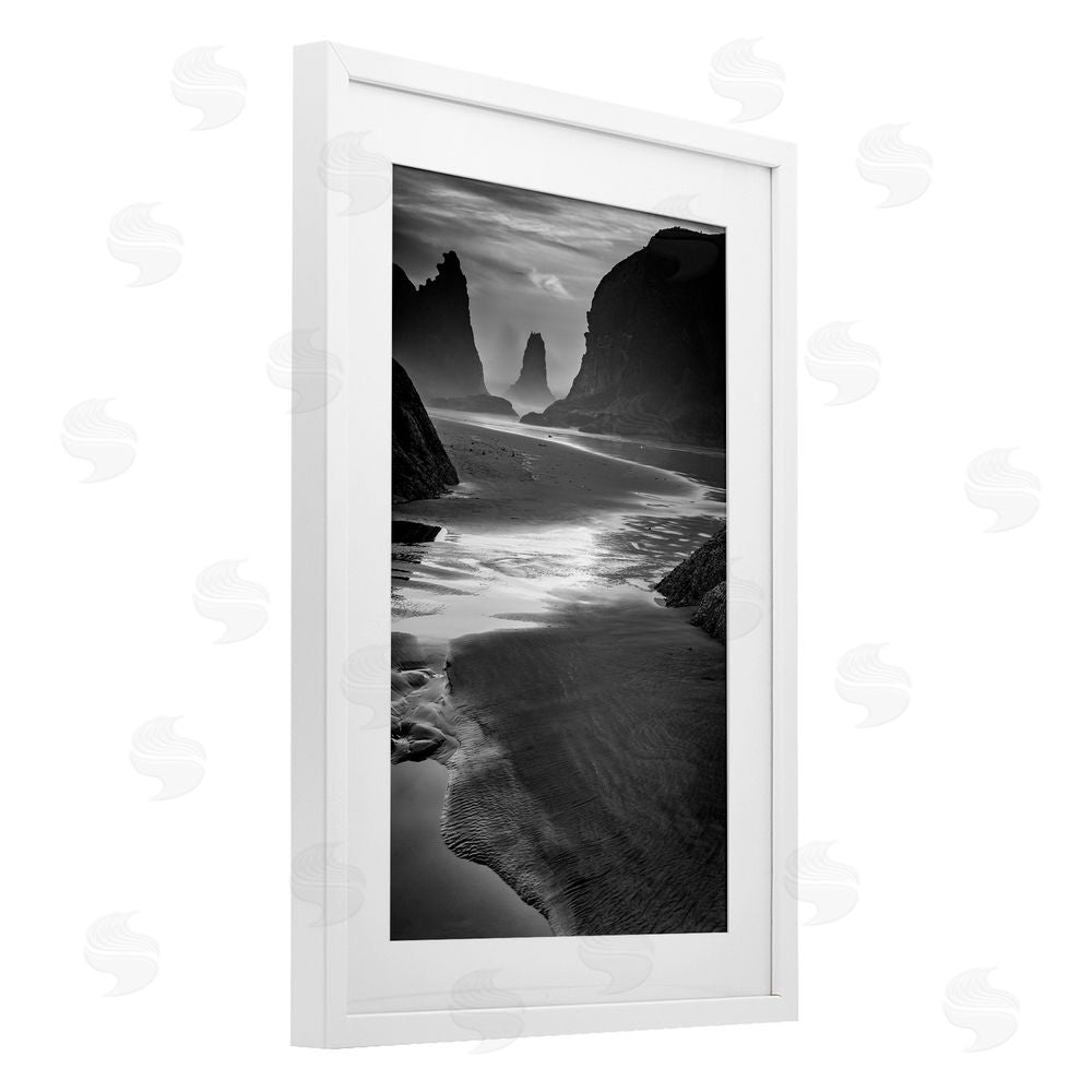 Rick Berk Last Light On Bandon Beach White Framed Print Under Glass Wall Art