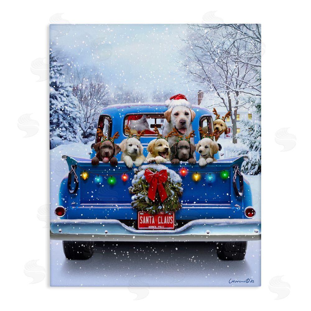 Jadei Graphics Christmas Tailgate Puppies Canvas Wall Art Print