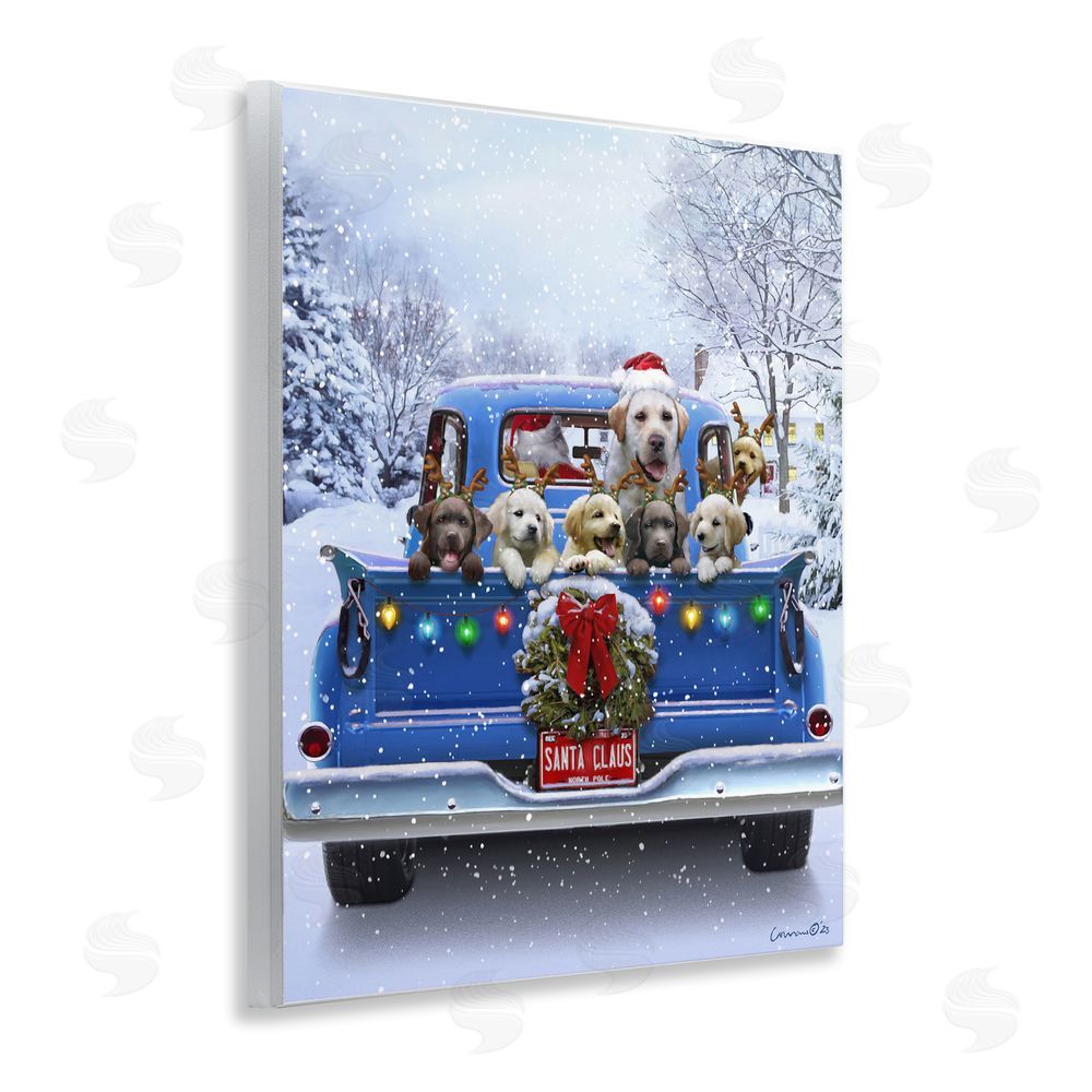 Jadei Graphics Christmas Tailgate Puppies Wall Plaque Art Print
