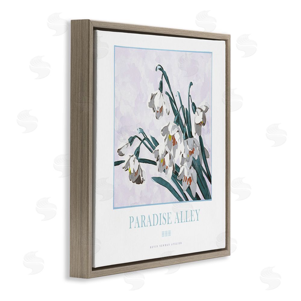 Jadei Graphics Paradise Alley White Spring Blooms Brown Floating Frame Canvas Wall Art Print