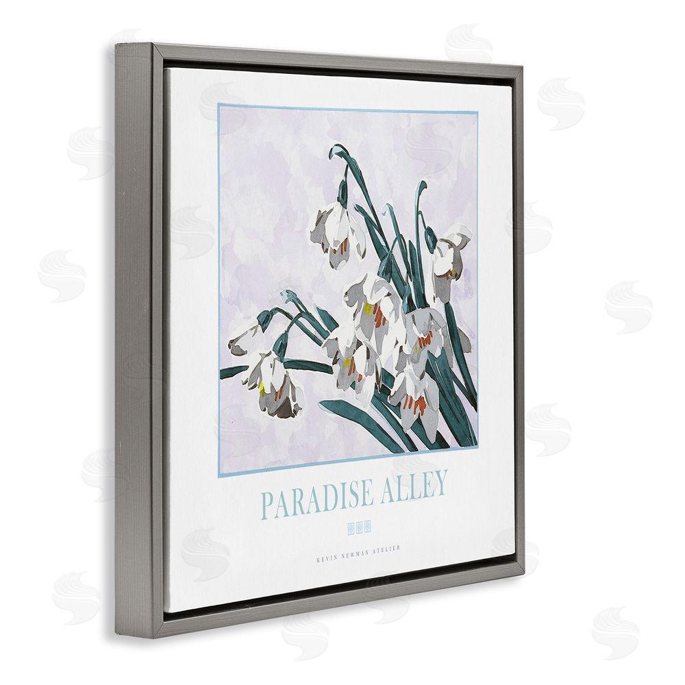 Jadei Graphics Paradise Alley White Spring Blooms Gray Floating Frame Canvas Wall Art Print