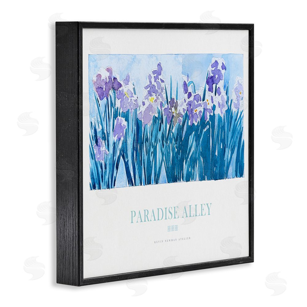 Jadei Graphics Paradise Alley Purple Irises Black Framed Giclee Wall Art Print