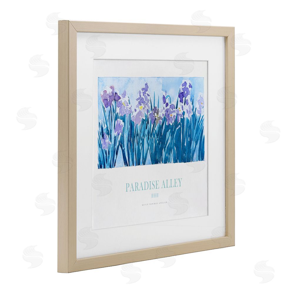 Jadei Graphics Paradise Alley Purple Irises Brown Framed Print Under Glass Wall Art