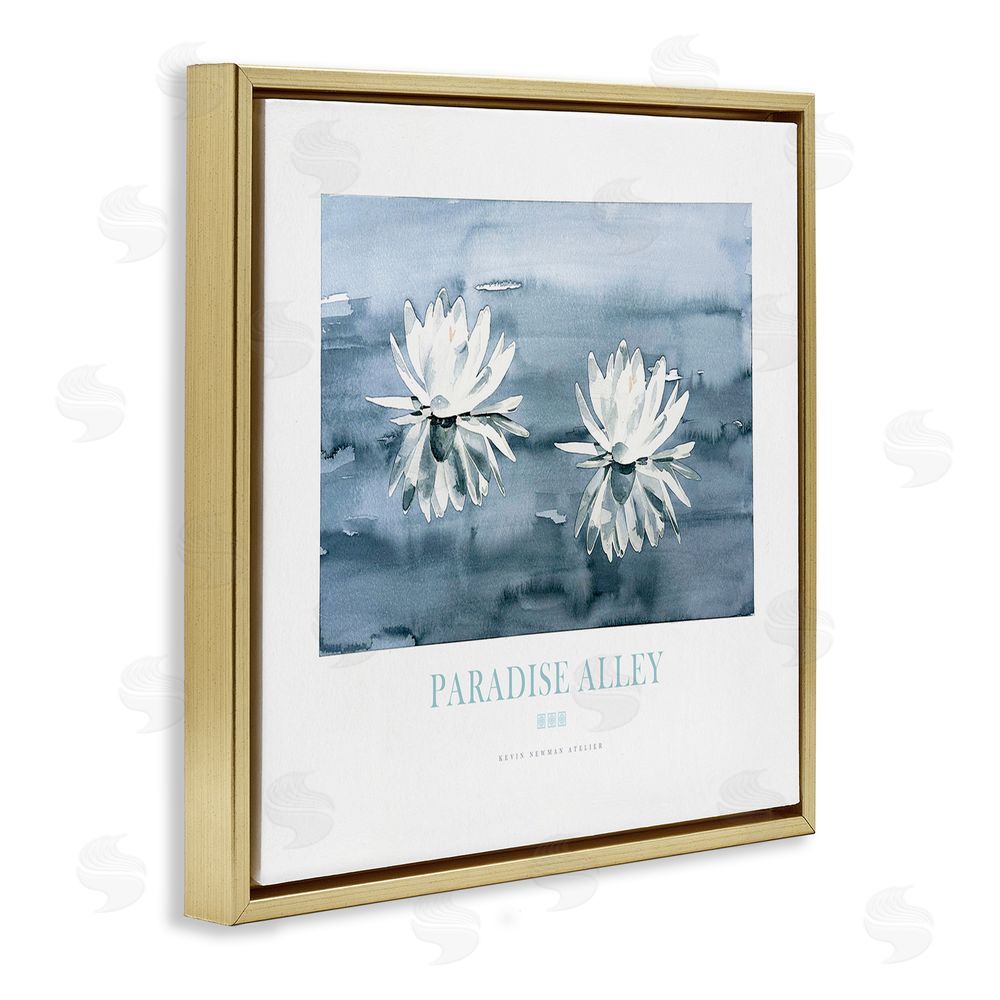 Jadei Graphics Paradise Alley Water Lilies Gold Floating Frame Canvas Wall Art Print