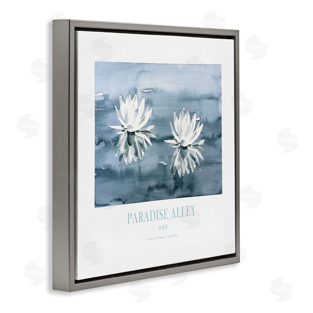 Jadei Graphics Paradise Alley Water Lilies Gray Floating Frame Canvas Wall Art Print