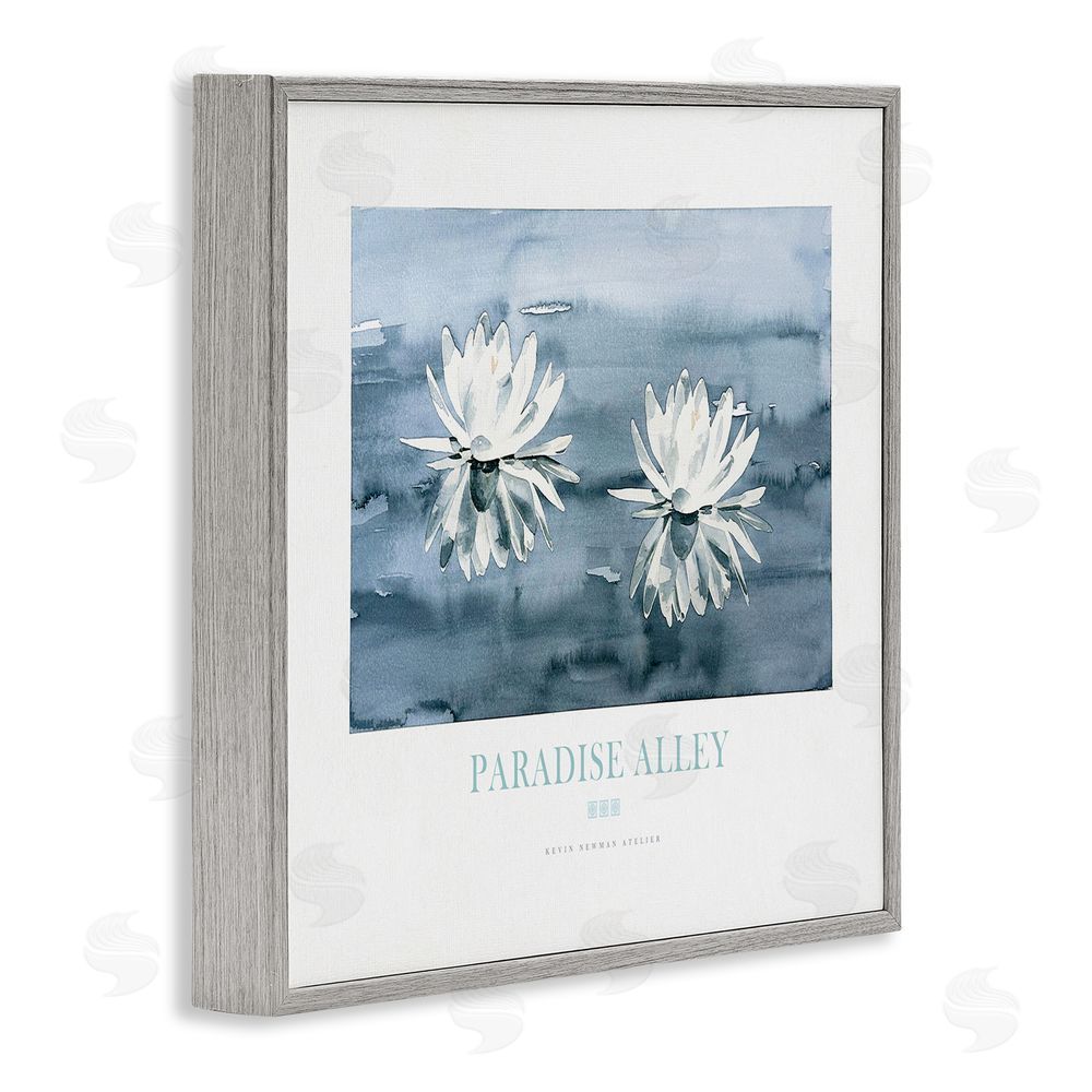 Jadei Graphics Paradise Alley Water Lilies Gray Framed Giclee Wall Art Print