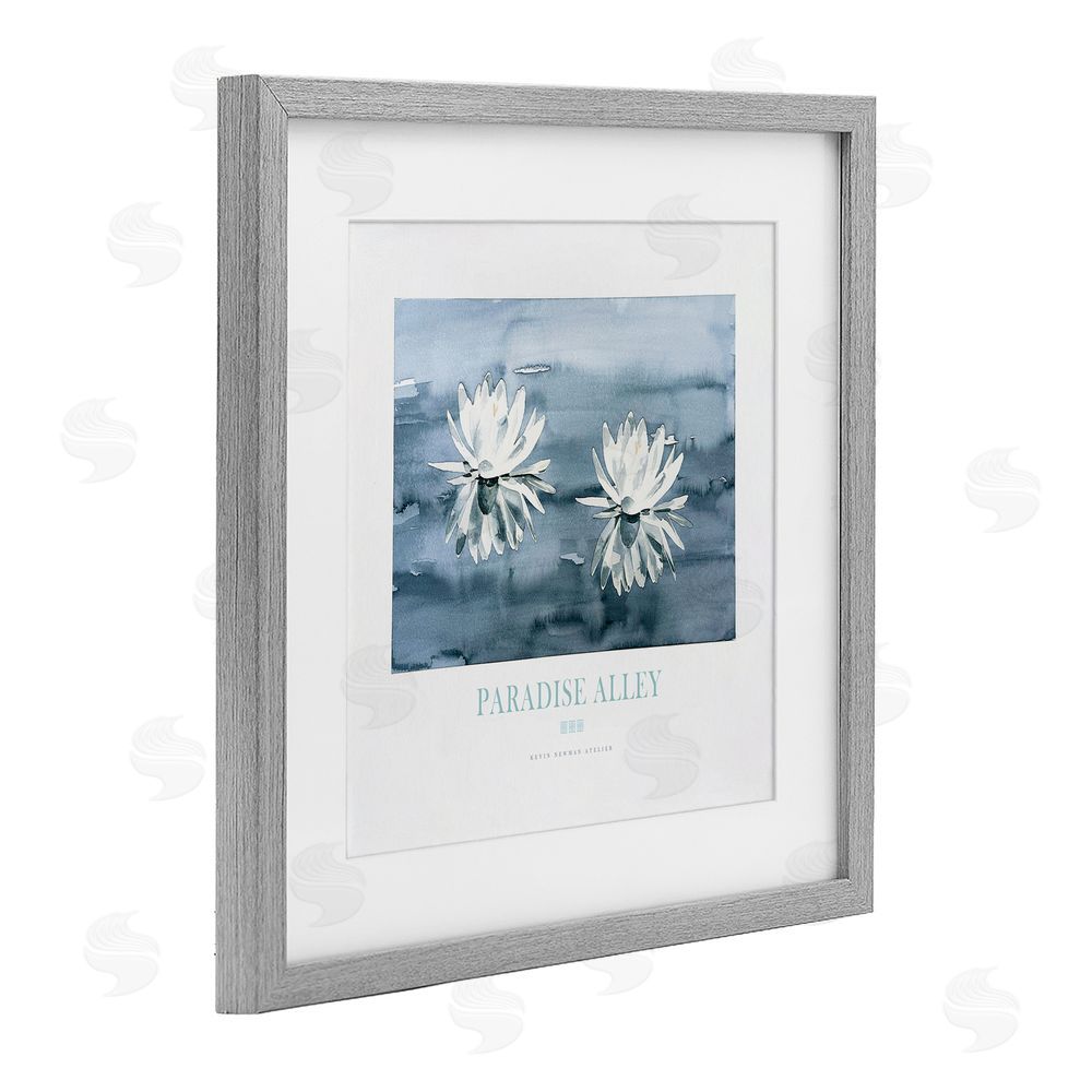Jadei Graphics Paradise Alley Water Lilies Gray Framed Print Under Glass Wall Art