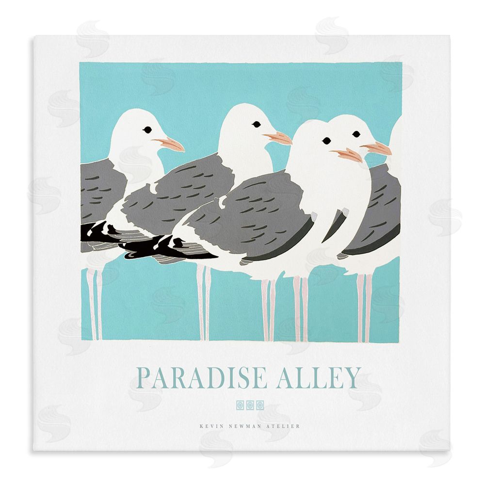Jadei Graphics Paradise Alley Seagull Gathering Stretched Canvas Wall Art Print